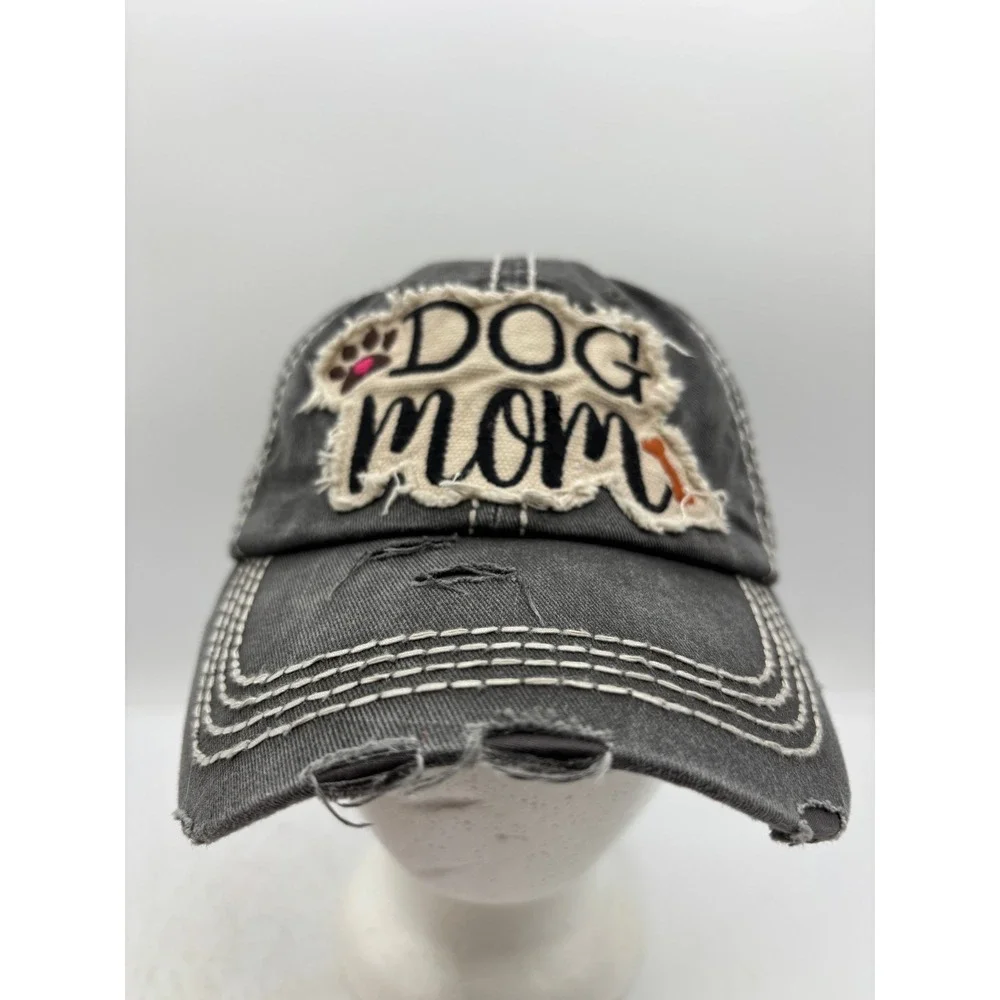 KBETHOS Vintage Dog Mom Distressed Baseball Cap Charcoal Gray Adjustable Hat